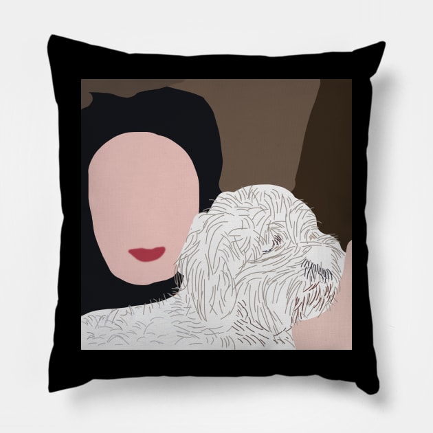 Dog and Human Pets Abstract Pillow by ellenhenryart