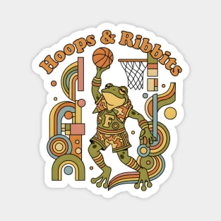 Basketball Frogs – Retro 1970s Cartoon Magnet