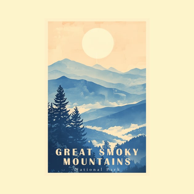 Great Smoky Mountains national park travel poster by GreenMary Design