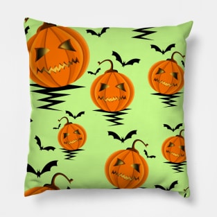 Halloween Pattern with Pumpkins and Bats Pillow