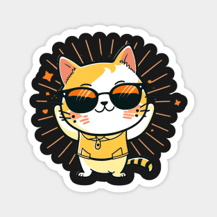 Cute ginger cat wearing sunglasses Magnet