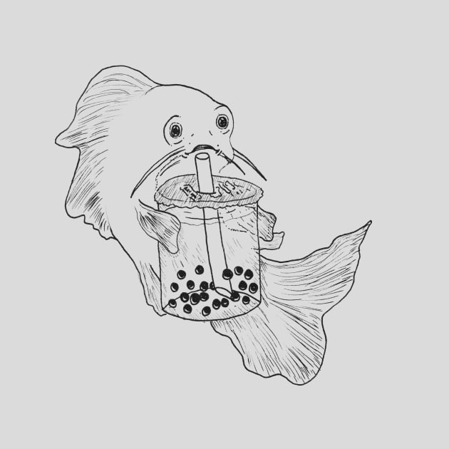 Boba Fish -- pearl milk tea, cafe worker, hipster culture by Inspirational Koi Fish