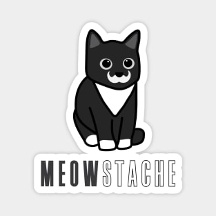 MeowStache - Black And White Cat With Moustache Magnet