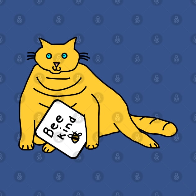 Cute Yellow Cat says Be Kind by ellenhenryart