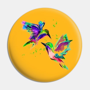 Hummingbird Watercolor Paint Splatter Bird Watcher Lover Gift Idea Her Pin