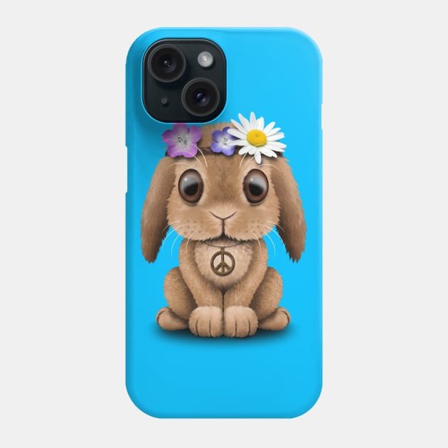 Cute Baby Bunny Hippie Phone Case by jeffbartels