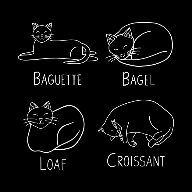 4 Bread Cats (white) by carolinewillustration