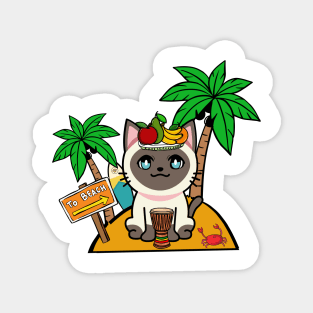 Cute Siamese Cat on an island Magnet