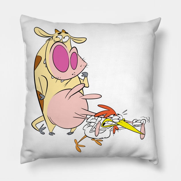 Cow and Chicken Pillow by FanartFromDenisGoulet