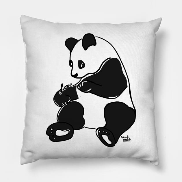 Panda Love - Love Animals Pillow by Aurealis