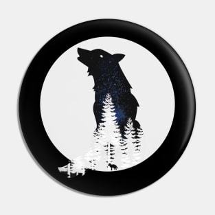 Minimalist Wolf Double Exposure Aesthetic Pin