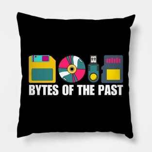 Retro Bytes of the Past - Vintage Storage Tech Icons Pillow