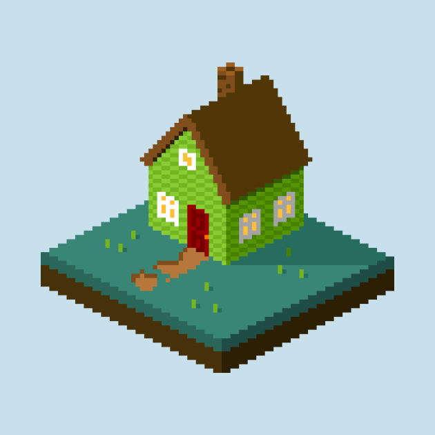 House Isometric Pixel Art - House - Tapestry | TeePublic