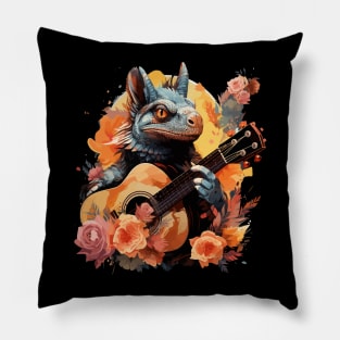 Iguana Playing Guitar Pillow