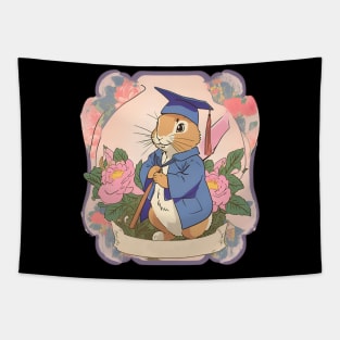 Happy Bunny Mini Rex Rabbit Girl with Graduation Day Happiness Season Tapestry