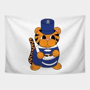 Marching Band Tiger Drum Blue and White Tapestry