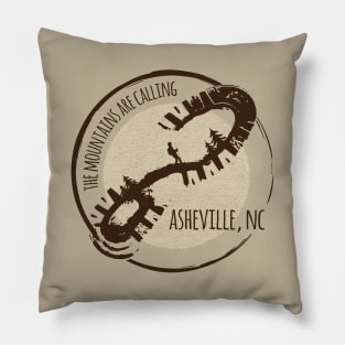 The Mountains Are Calling - Asheville, NC - Brown 27 Pillow