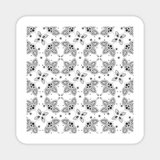 Black White Paisley flower pattern Magnet