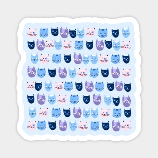 Little blue cats in a row Magnet