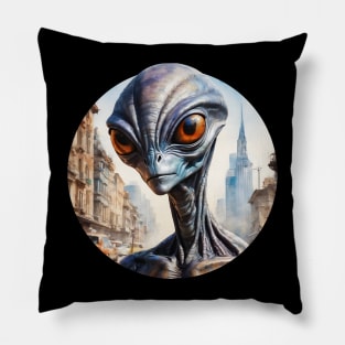 Alien in the City Pillow