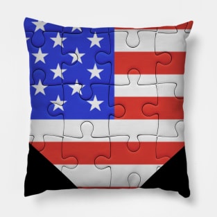 American Jigsaw Puzzle Heart Design - Gift for American With USA Roots Pillow