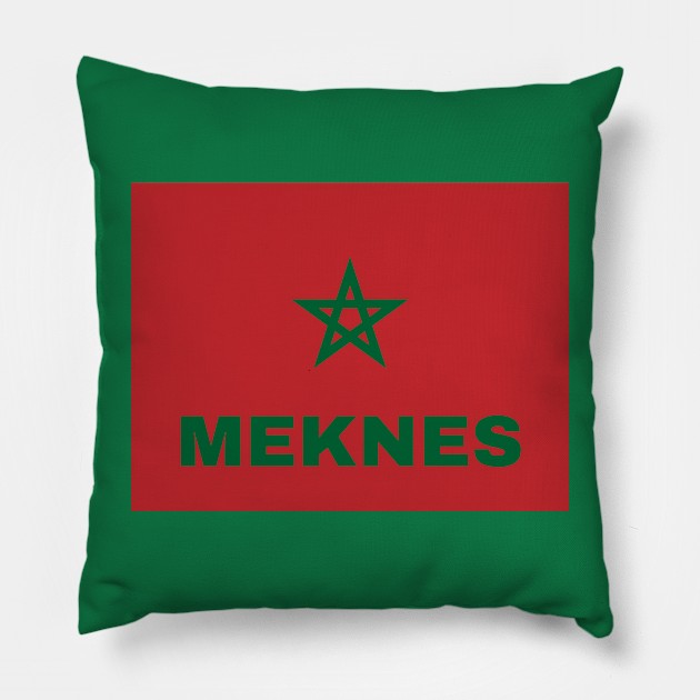 Meknes  City in Moroccan Flag Pillow by aybe7elf