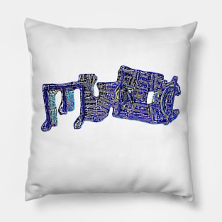 “Music” In Navy and Gold Pillow