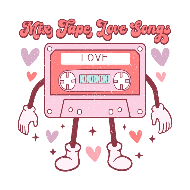 Mix Tape Love Songs T Shirt Valentine T shirt For Women by Pretr=ty