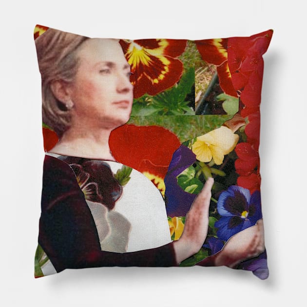 Hillary Clinton Floral Pillow by austyndelugoart