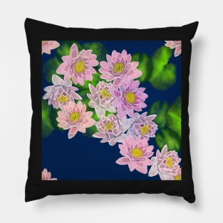 Pink Water lily flower pattern Pillow