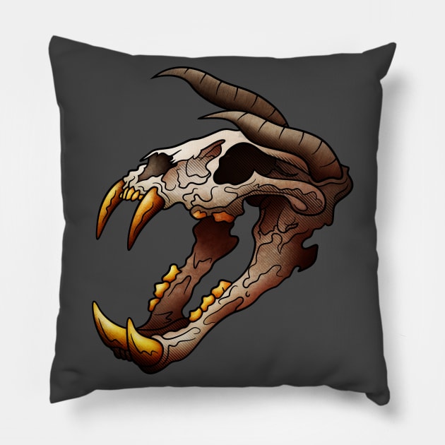 Demon Cat Skull Pillow by BoombasticArt