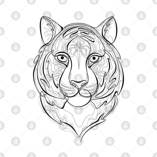 Continuous Line Tiger Portrait. 2022 New Year Symbol by Chinese Horoscope by lissantee