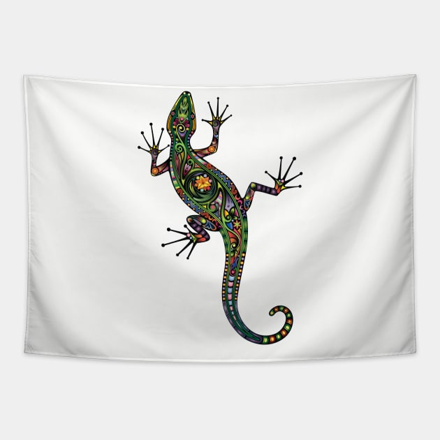 A vivid colourful climbing gecko / lizard Tapestry by pickledpossums