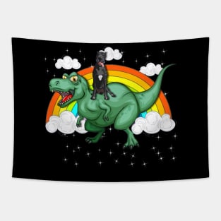 T Rex Dinosaur Riding Great Danes Dog Tapestry