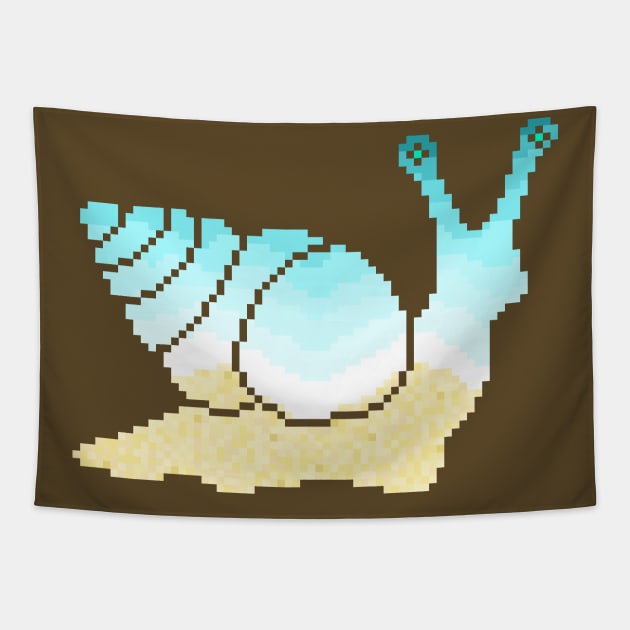 Modern Pixel Ocean Sea Snail Tapestry by jofudachi