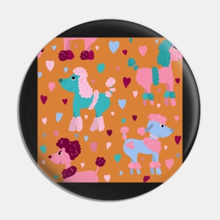 Colourful poodles with hearts repeat pattern Pin