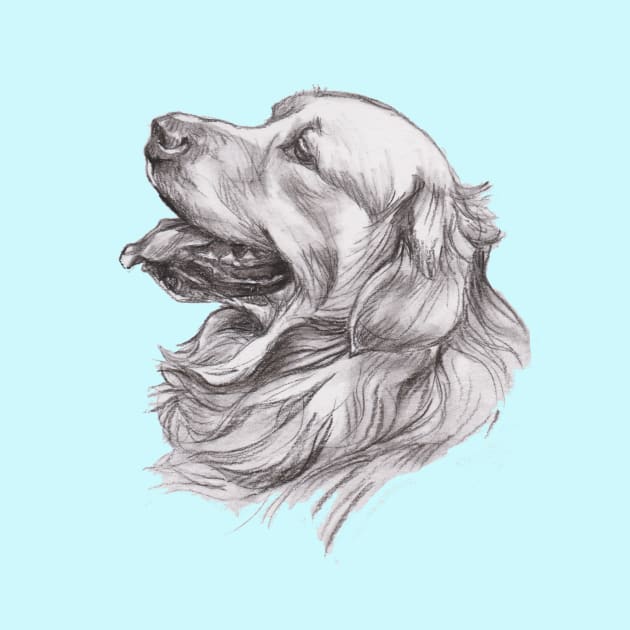 Golden Retriever Dog Portrait Drawing by lalanny