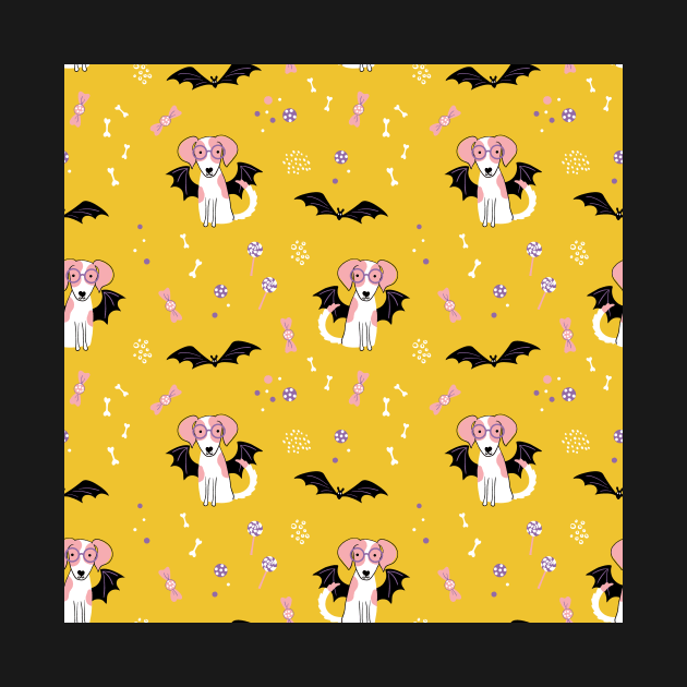 Cute print with a puppy in a bat costume by DanielK