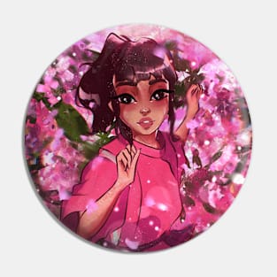 Girl and flowers Pin