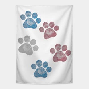 Subtle Floral Paw Prints Flag Tapestry