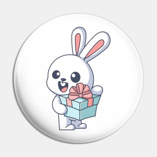 Cute bunny carrying a gift box Pin