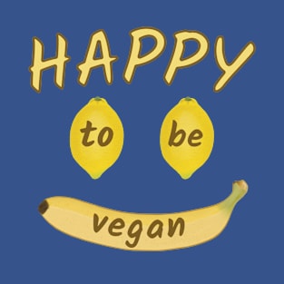 Happy to Be Vegan Smiley Fruit Face T-Shirt