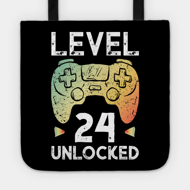 24th Birthday Gamer Shirt Level 24 Unlocked Gaming Tee Gift Birthday Boy Bolsa De Tela Teepublic Mx