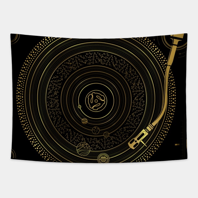 Space DJ - Solar System EDM Turntable print Tapestry by Vector Deluxe
