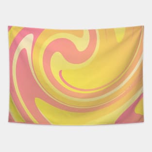 Retro Groovy 70s Pink + Yellow Abstract Swirls Tapestry