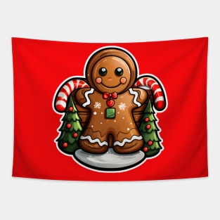 Gingerbread man with candy canes Tapestry