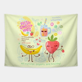 Kawaii Cute Fresh Smoothie Healthy Fruit Tapestry