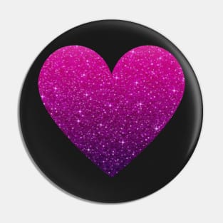 Hot Pink and Purple Ombre Faux Glitter Heart Pin