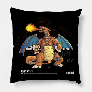 mecha dragon flame Pillow