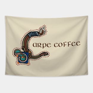 Carpe Coffee Medieval Marginalia Tapestry